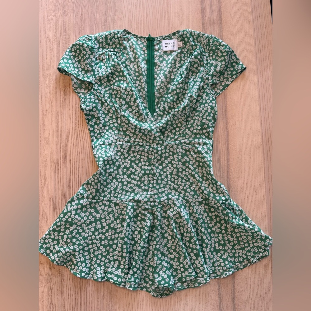 Hello Molly Green Floral Fit & Flare Romper